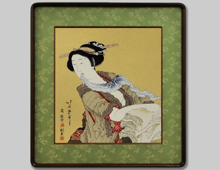 友禅浮世絵額装 北斎 砧美人図